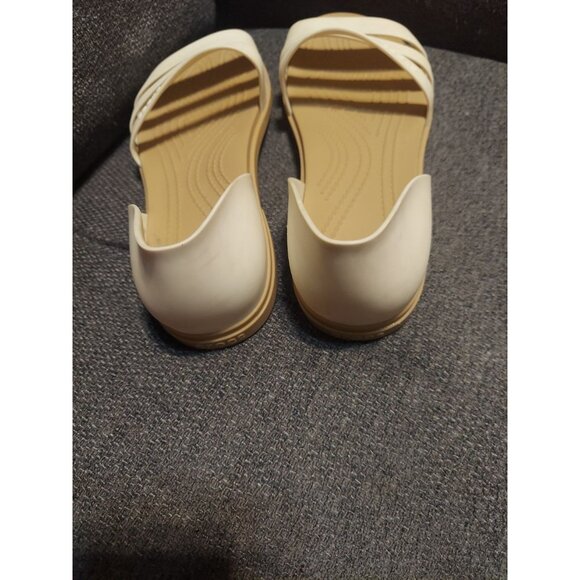 Crocs Sandals Tulum White Tan Womens Size 8 Strappy Flats Comfort Vacation - Picture 5 of 10